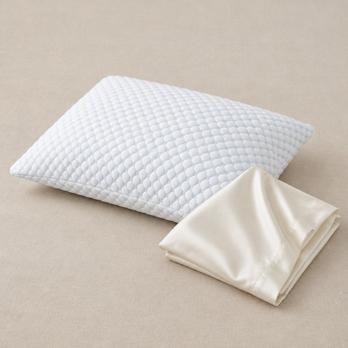The Cloud Sleep Set — Cloud Pillow with an Ivory Wisp silk pillowcase