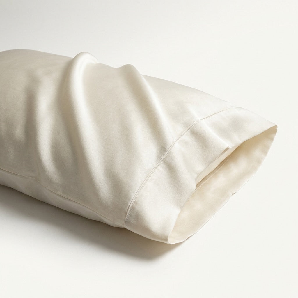 The Wisp mulberry silk pillowcase in Ivory